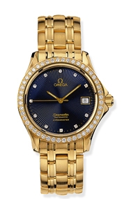 Omega 2105.45.00 : Seamaster 120M Automatic 36.25 Yellow Gold / Diamond / Blue