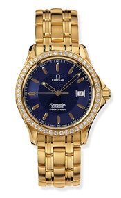 Omega 2105.81.00 : Seamaster 120M Automatic 36.25 Yellow Gold / Diamond / Blue