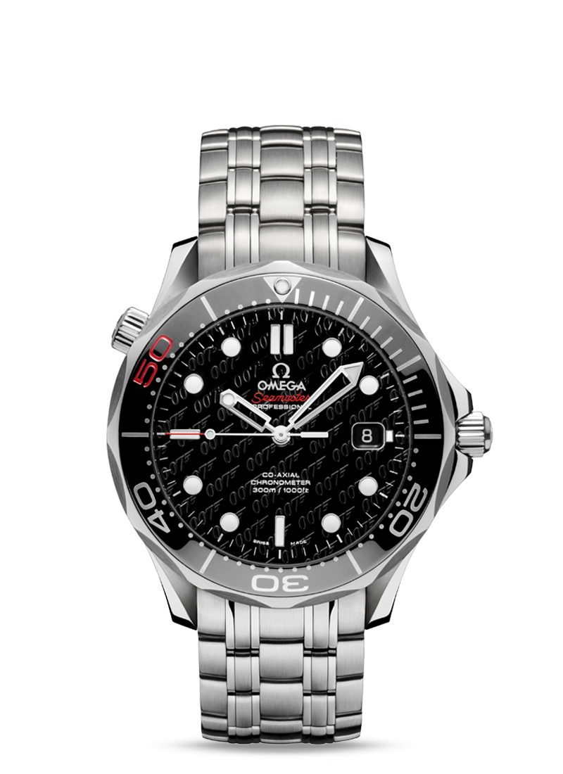 Omega 212.30.41.20.01.005 : Seamaster Diver 300M Co-Axial 41 Stainless Steel / Black / Bracelet James Bond 50th Anniversary