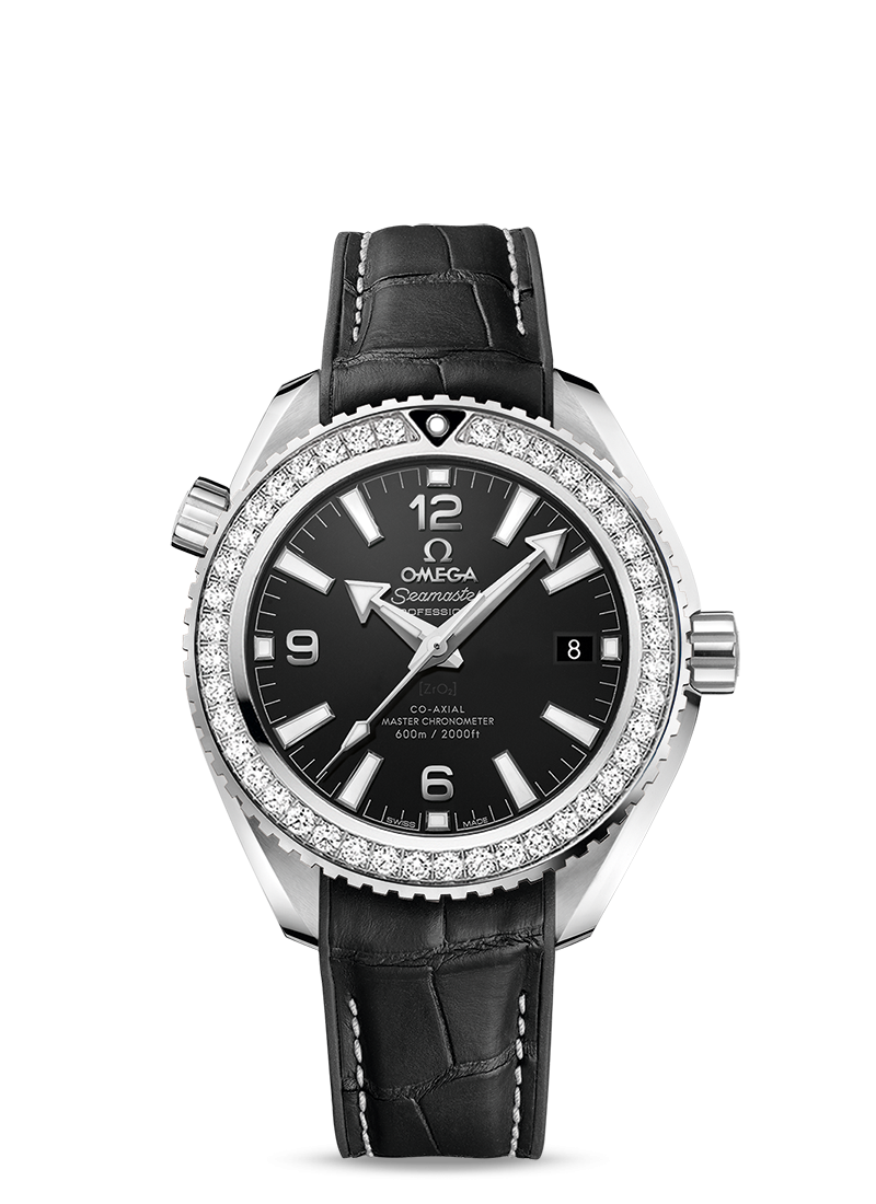 Omega 215.18.40.20.01.001 : Seamaster Planet Ocean 600M Co-Axial 39.5 Master Chronometer Stainless Steel / Diamond / Black / Alligator