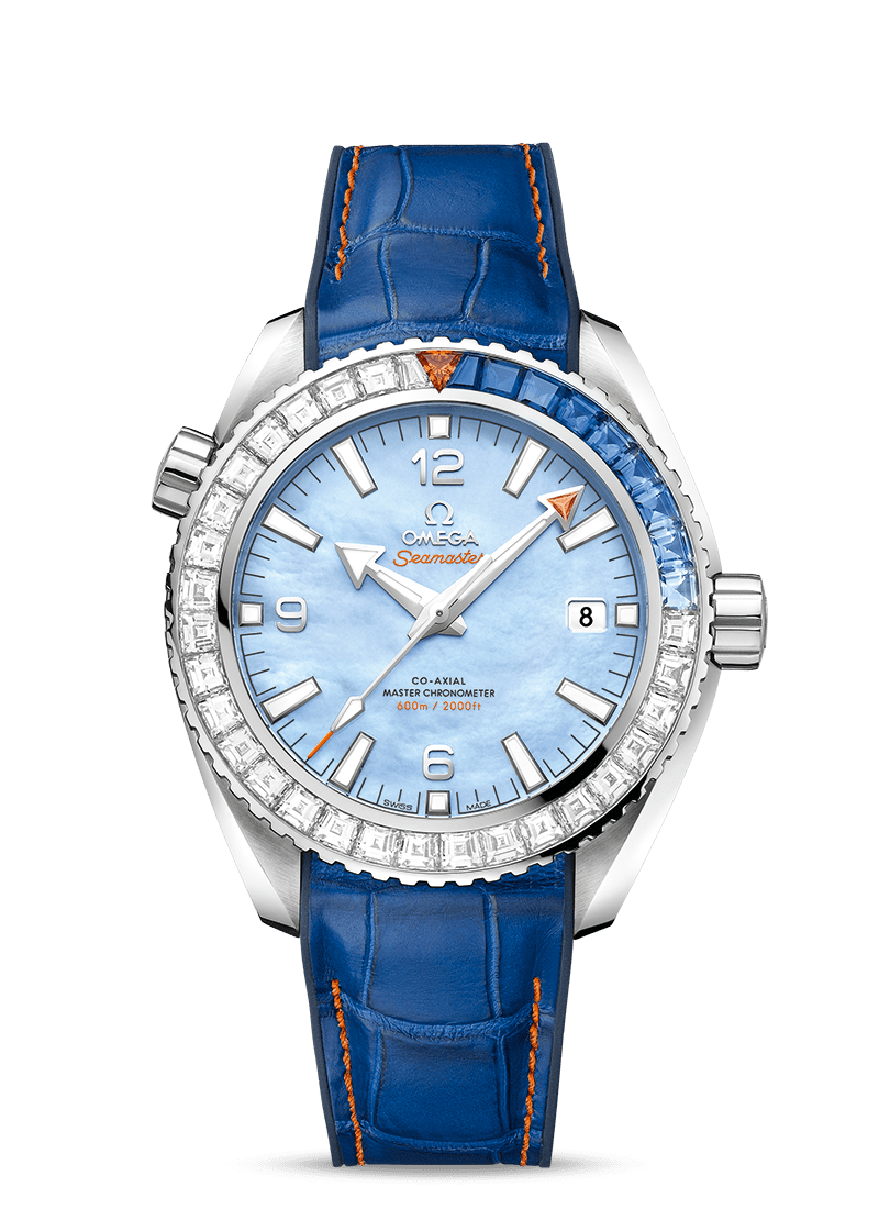 Omega 215.58.44.21.07.001 : Seamaster Planet Ocean 600M Co-Axial 43.5 Master Chronometer White Gold / Diamond / Blue MOP