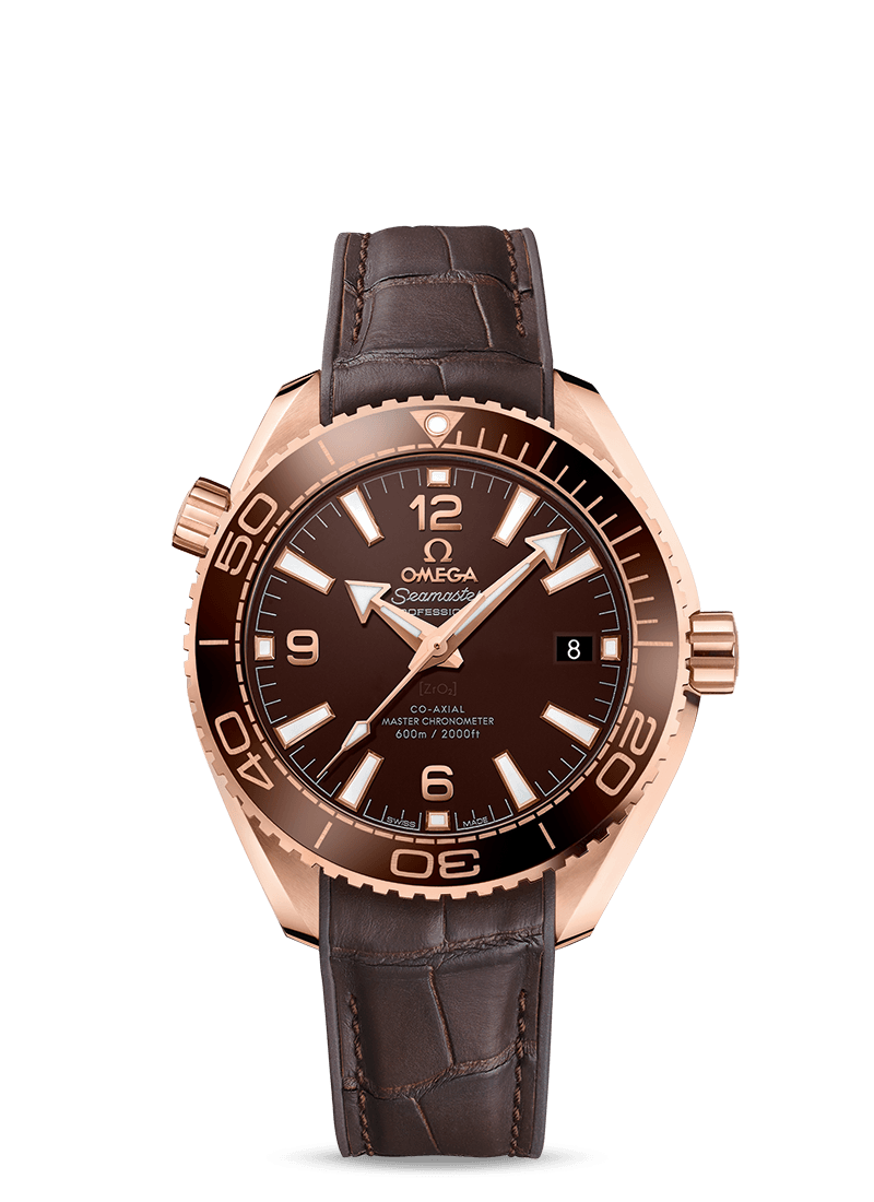 Omega 215.63.40.20.13.001 : Seamaster Planet Ocean 600M Co-Axial 39.5 Master Chronometer Sedna Gold / Chocolate / Alligator