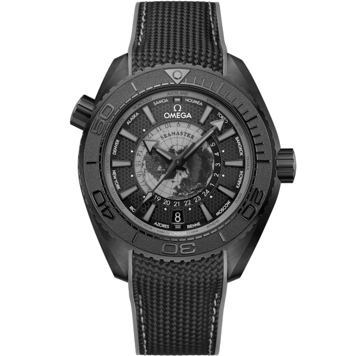 Omega 215.92.46.22.01.007 : Seamaster Planet Ocean 600M Co-Axial Worldtimer 45.5 Master Chronometer GMT Ceramic / Black - Grey / Rubber