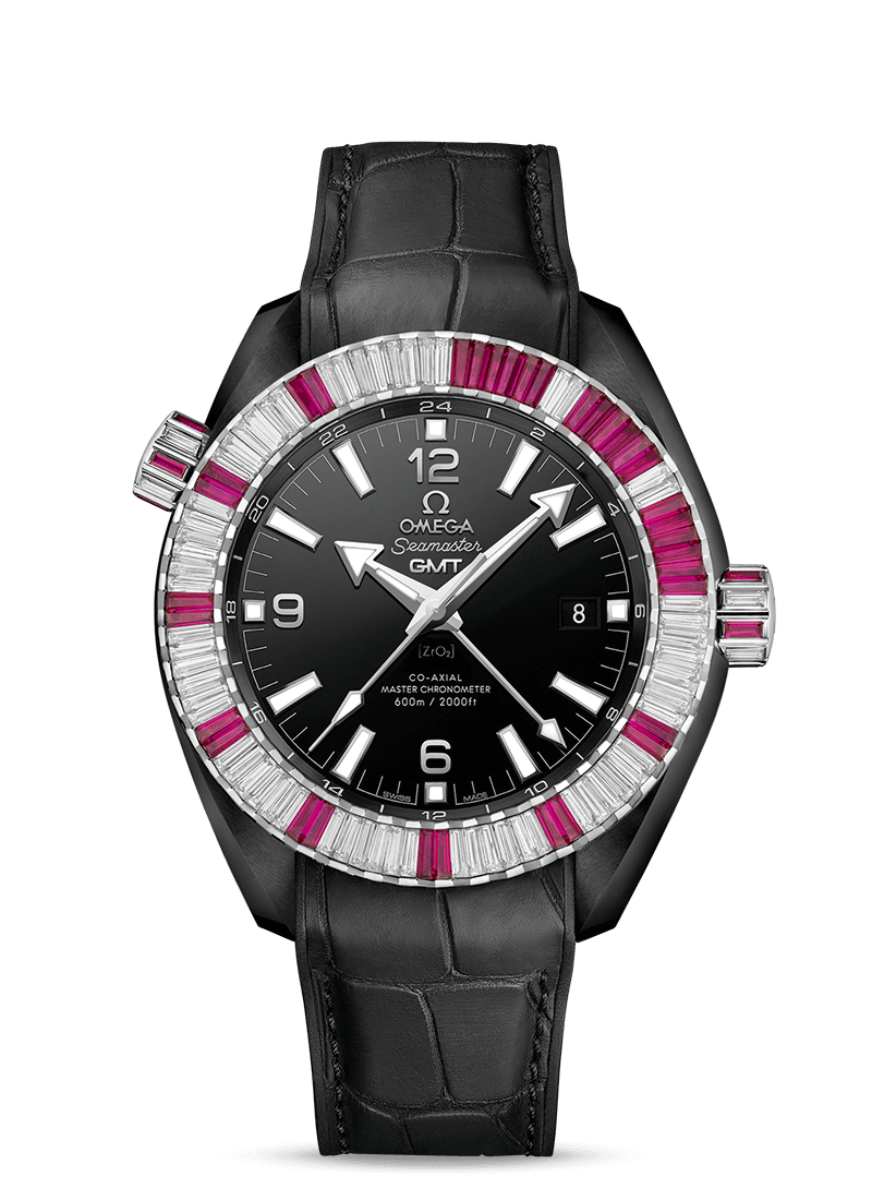 Omega 215.98.46.22.01.002 : Seamaster Planet Ocean 600M Co-Axial 45.5 Master Chronometer GMT Deep Black Ruby