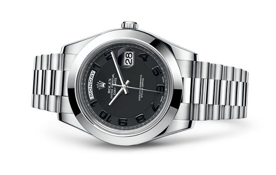 Rolex 218206-0003 : Day-Date II Platinum Black Arabic