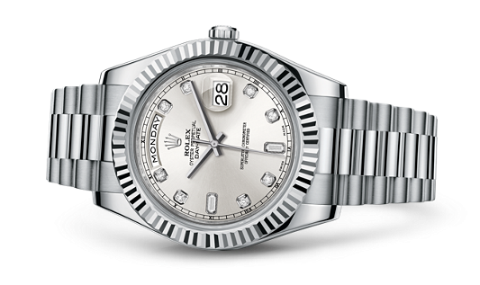 Rolex 218239-0006 : Day-Date II White Gold Silver Diamonds