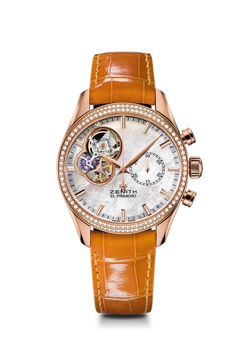 Zenith 22.2150.4062/81.C753 : El Primero Chronomaster Lady 38 Rose Gold / Mother of Pearl / Alligator