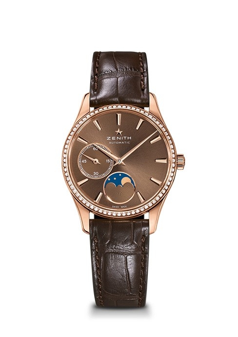 Zenith 22.2310.692/75.C709 : Elite Ultra Thin Lady Moonphase Rose Gold / Brown / Diamond