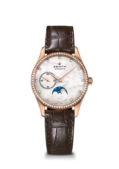 Zenith 22.2310.692/81.C709 : Elite Ultra Thin Lady Moonphase Rose Gold / MOP / Diamond