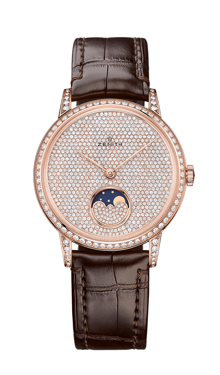 Zenith 22.2320.690/79.C713 : Elite Lady Moonphase Rose Gold / Diamond / Alligator