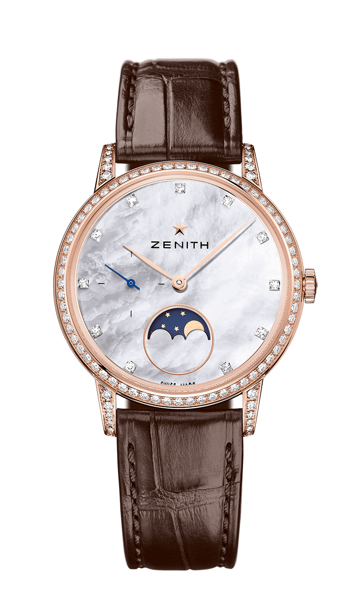 Zenith 22.2321.692/82.C713 : Elite Lady Moonphase Rose Gold / Mother of Pearl / Alligator