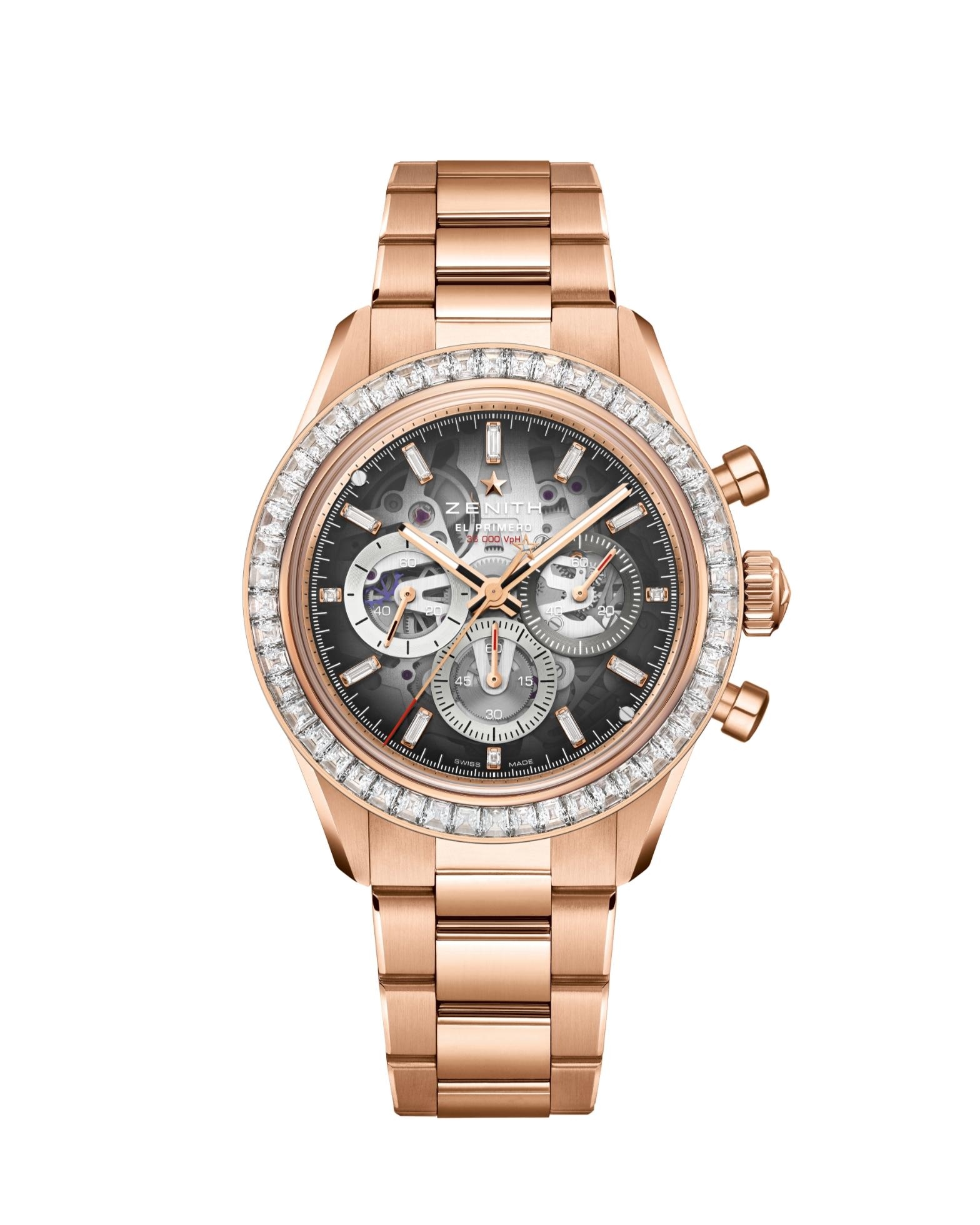 Zenith 22.3130.3600/01.M3100 : Chronomaster Sport Skeleton Rose Gold - Baguette