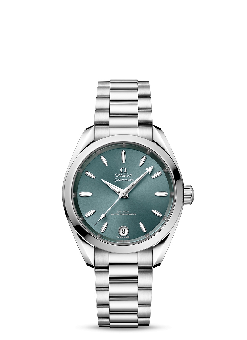 Omega 220.10.34.20.10.001 : Seamaster Aqua Terra 150M Master Chronometer 34 Stainless Steel / Lagoon Green / Bracelet