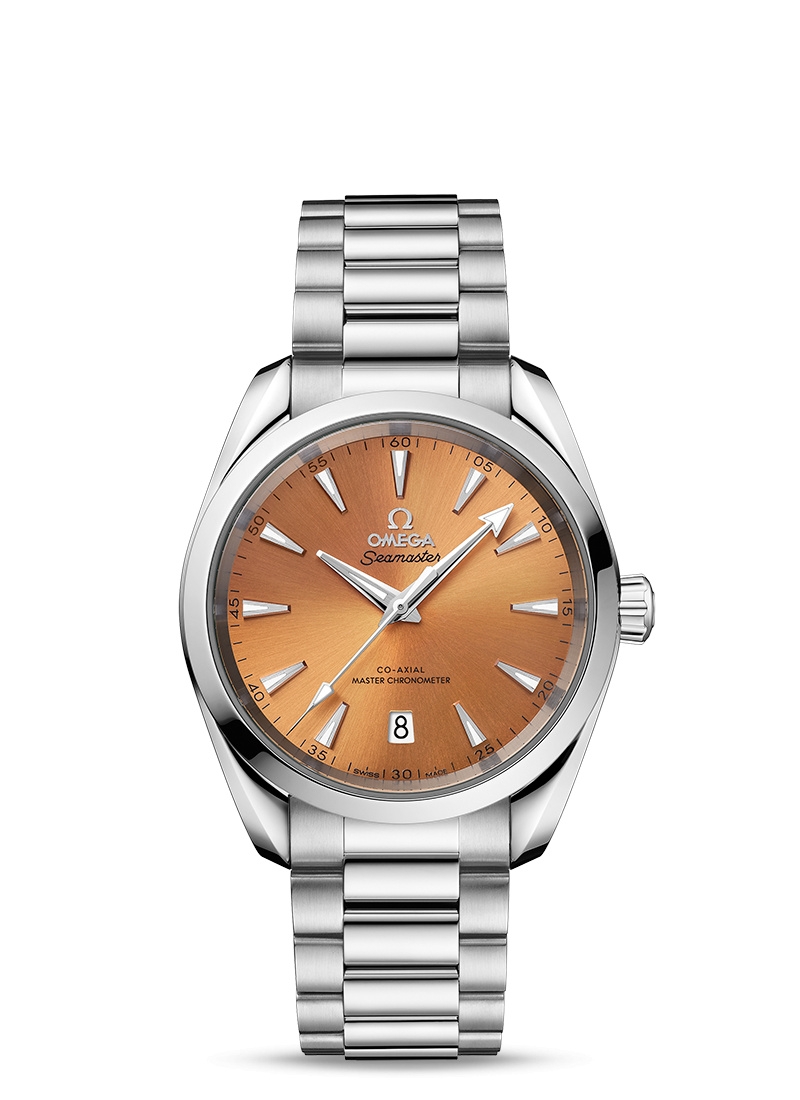 Omega 220.10.38.20.12.001 : Seamaster Aqua Terra 150M Shades Master Chronometer 38 Stainless Steel / Saffron / Bracelet