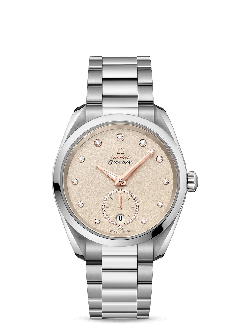Omega 220.10.38.20.59.001 : Seamaster Aqua Terra 150M Master Chronometer Small Seconds 38 Stainless Steel / Sand - Diamond / Bracelet