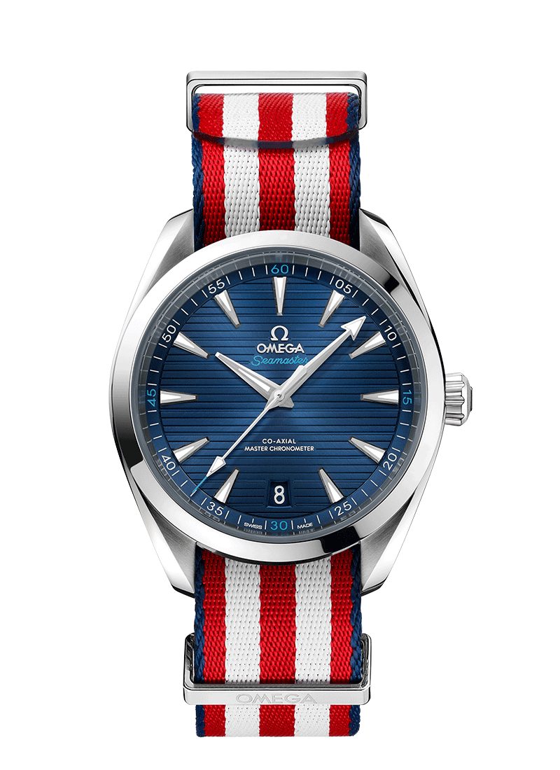 Omega 220.12.41.21.03.003 : Seamaster Aqua Terra 150M Master Chronometer 41 Stainless Steel / Blue / NATO / Shaun White Edition