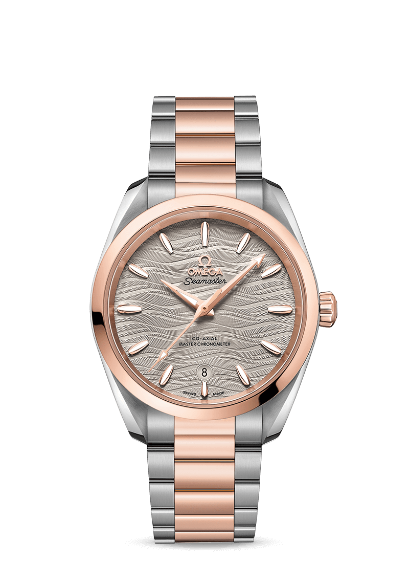 Omega 220.20.38.20.06.001 : Seamaster Aqua Terra 150M Master Chronometer 38 Stainless Steel / Sedna Gold / Grey-Waves / Bracelet