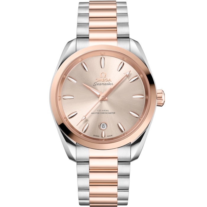 Omega 220.20.38.20.09.001 : Seamaster Aqua Terra 150M Shades Master Chronometer 38 Stainless Steel - Sedna Gold / Linen / Bracelet