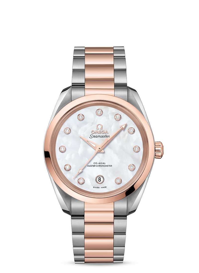 Omega 220.20.38.20.55.001 : Seamaster Aqua Terra 150M Master Chronometer 38 Stainless Steel / Sedna Gold / MOP / Bracelet