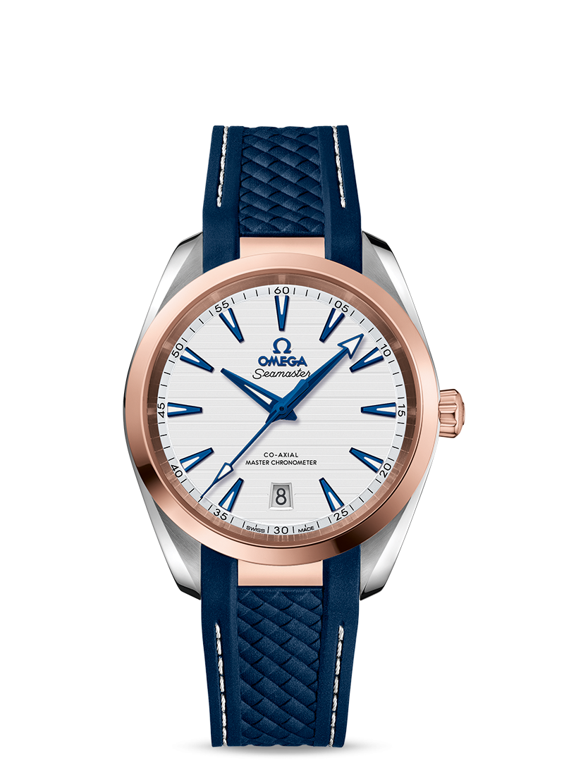Omega 220.22.38.20.02.001 : Seamaster Aqua Terra 150M Master Chronometer 38 Stainless Steel / Sedna Gold / Silver / Rubber