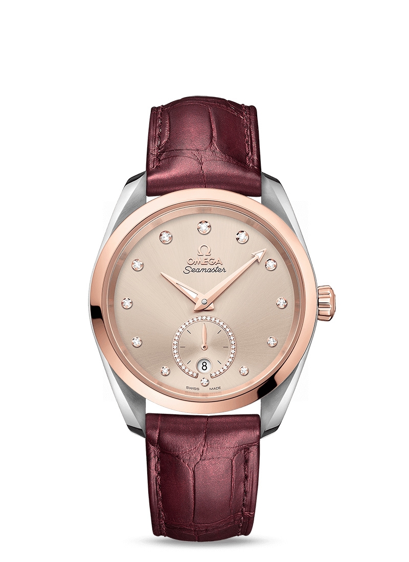 Omega 220.23.38.20.59.001 : Seamaster Aqua Terra 150M Master Chronometer Small Seconds 38 Stainless Steel / Sedna Gold / Sand - Diamond / Alligator