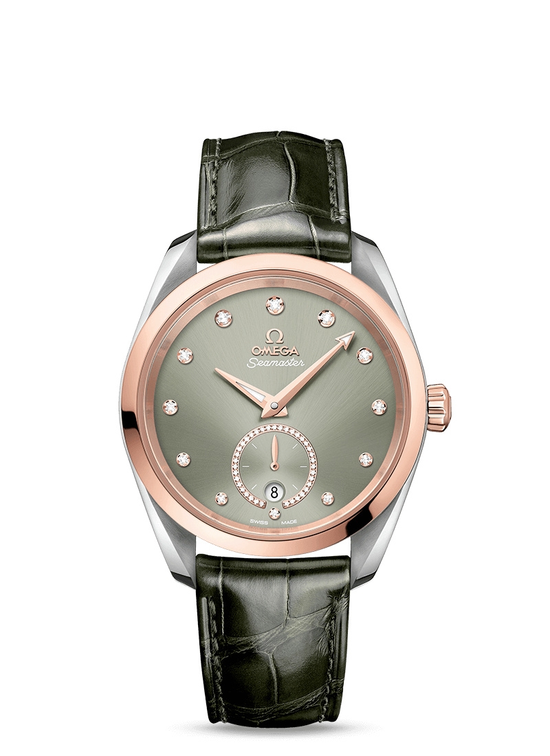 Omega 220.23.38.20.60.001 : Seamaster Aqua Terra 150M Master Chronometer Small Seconds 38 Stainless Steel / Sedna Gold / Green - Diamond / Alligator