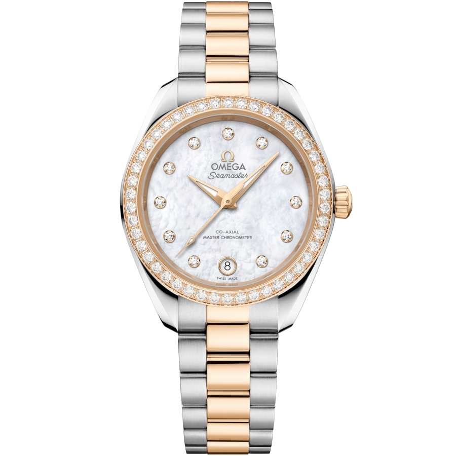 Omega 220.25.30.20.55.001 : Seamaster Aqua Terra 150M Master Co-Axial 30 Stainless Steel - Moonshine Gold - Diamond / MOP - Diamond / Bracelet