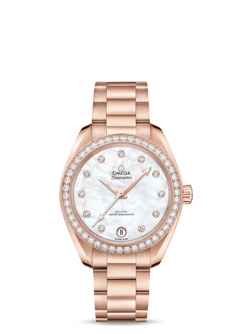 Omega 220.55.34.20.55.001 : Seamaster Aqua Terra 150M Master Chronometer 34 Sedna Gold / Diamond / MOP / Bracelet