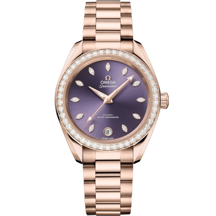 Omega 220.55.34.20.60.001 : Seamaster Aqua Terra 150M Shades Master Chronometer 34 Sedna Gold - Diamond / Lavender / Bracelet