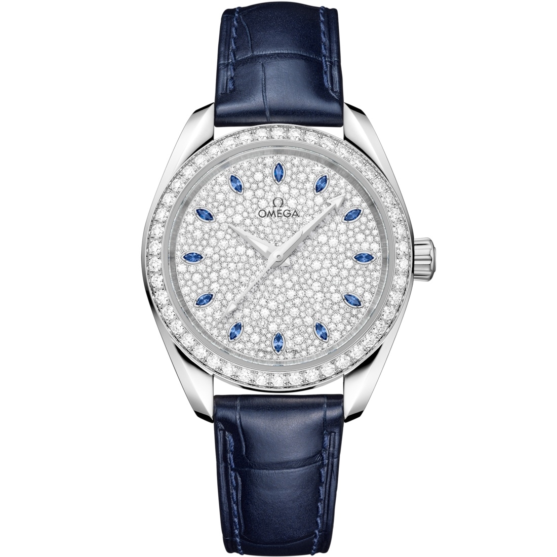 Omega 220.58.34.20.99.007 : Seamaster Aqua Terra 150M Master Chronometer 34 Canopus Gold - Diamond / Snow Sapphire / Alligator
