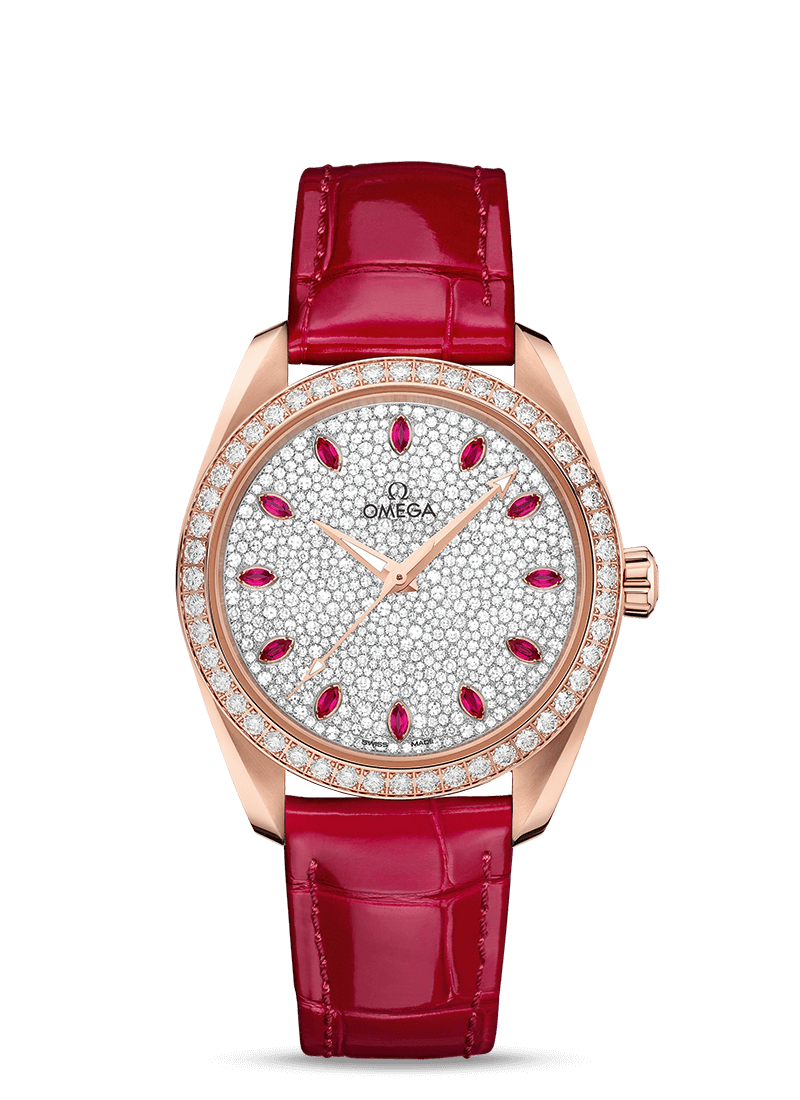 Omega 220.58.38.20.99.001 : Seamaster Aqua Terra 150M Master Chronometer 38 Sedna Gold / Diamond / Snow Ruby / Alligator