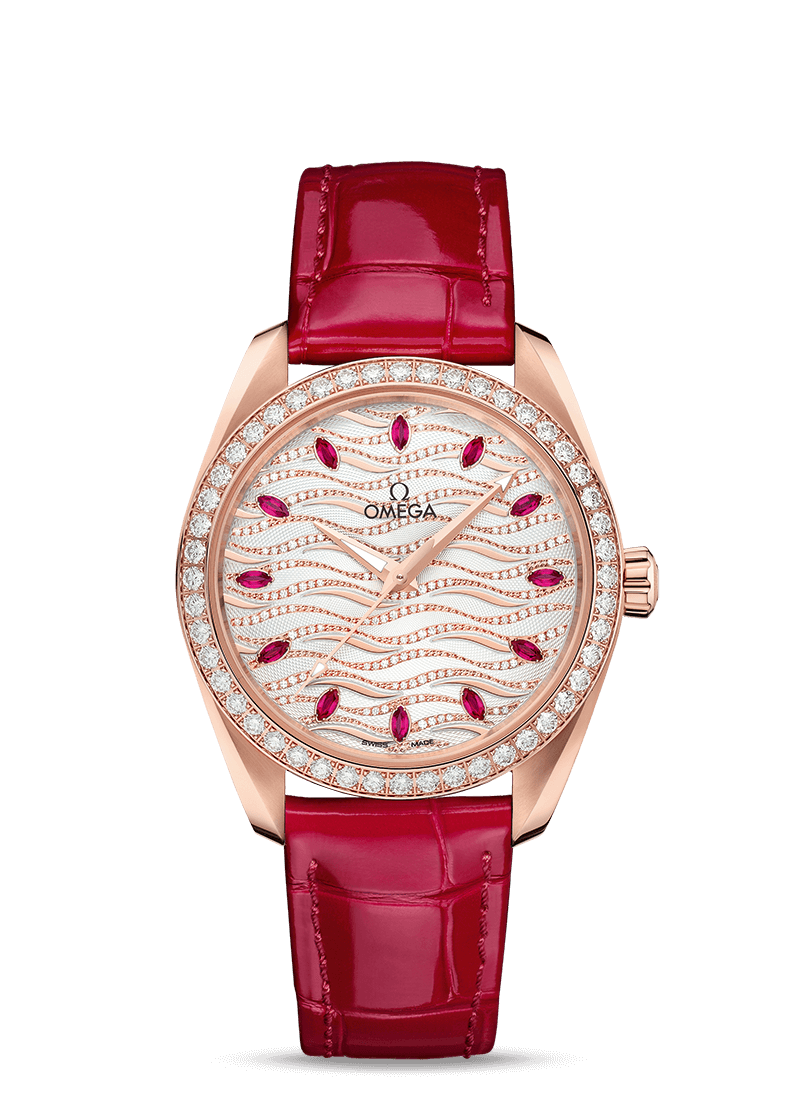 Omega 220.58.38.20.99.004 : Seamaster Aqua Terra 150M Master Chronometer 38 Sedna Gold / Diamond / Wave Ruby / Alligator