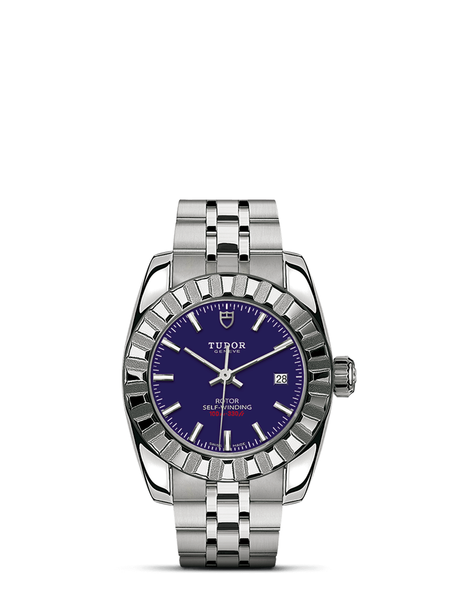 Tudor 22010-0004 : Classic 28 Stainless Steel / Fluted / Blue / Bracelet