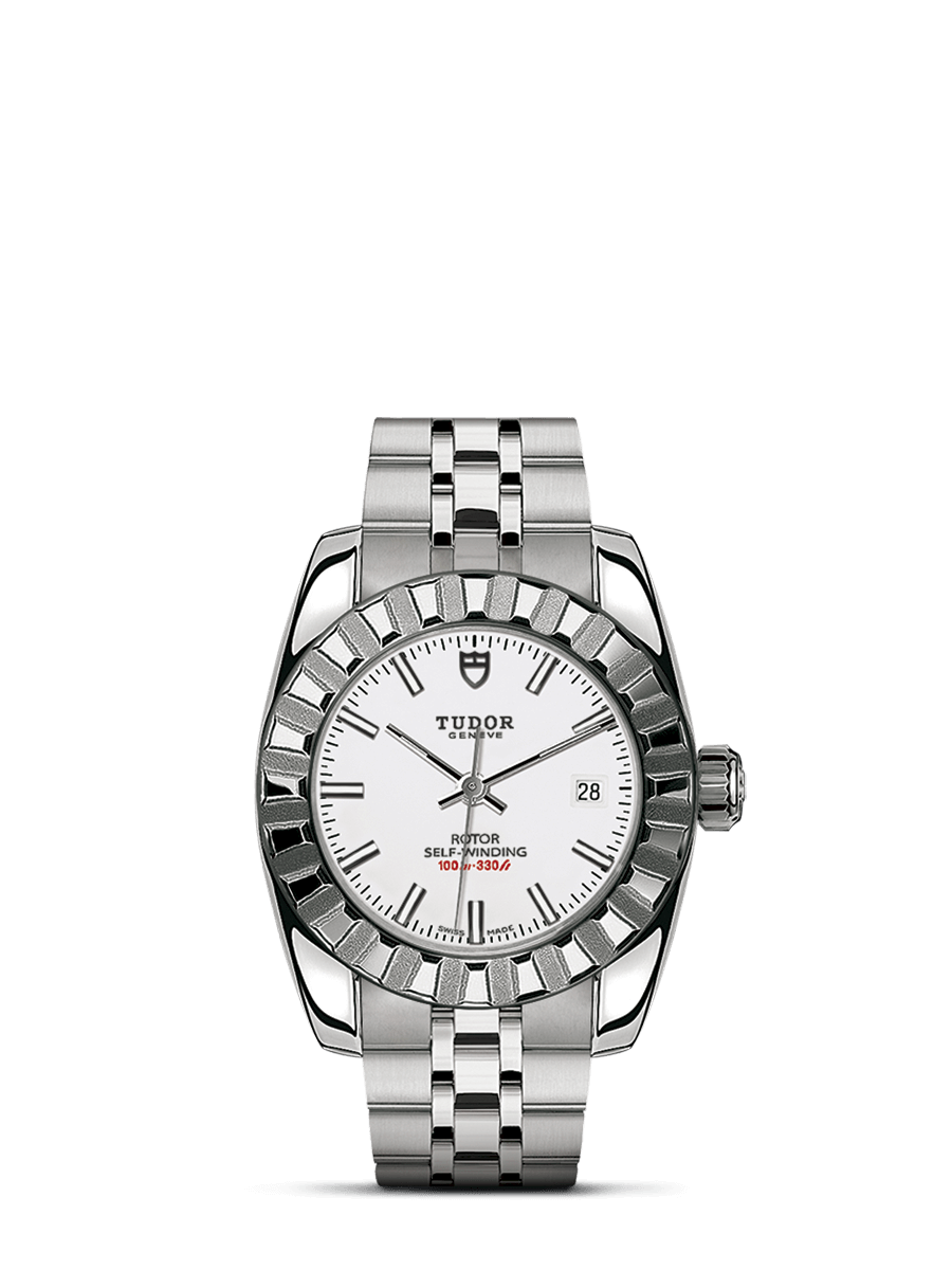 Tudor 22010-0007 : Classic 28 Stainless Steel / Fluted / White / Bracelet
