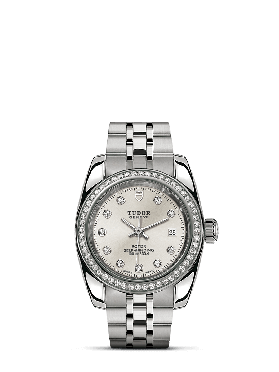 Tudor 22020-0005 : Classic 28 Stainless Steel / Diamond / Silver-Diamond / Bracelet
