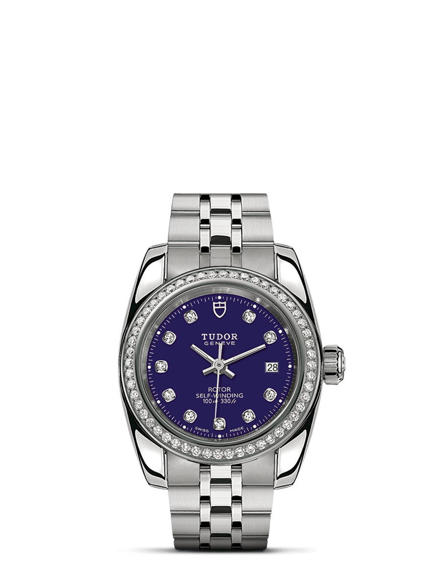 Tudor 22020-0009 : Classic 28 Stainless Steel / Diamond / Blue-Diamond / Bracelet