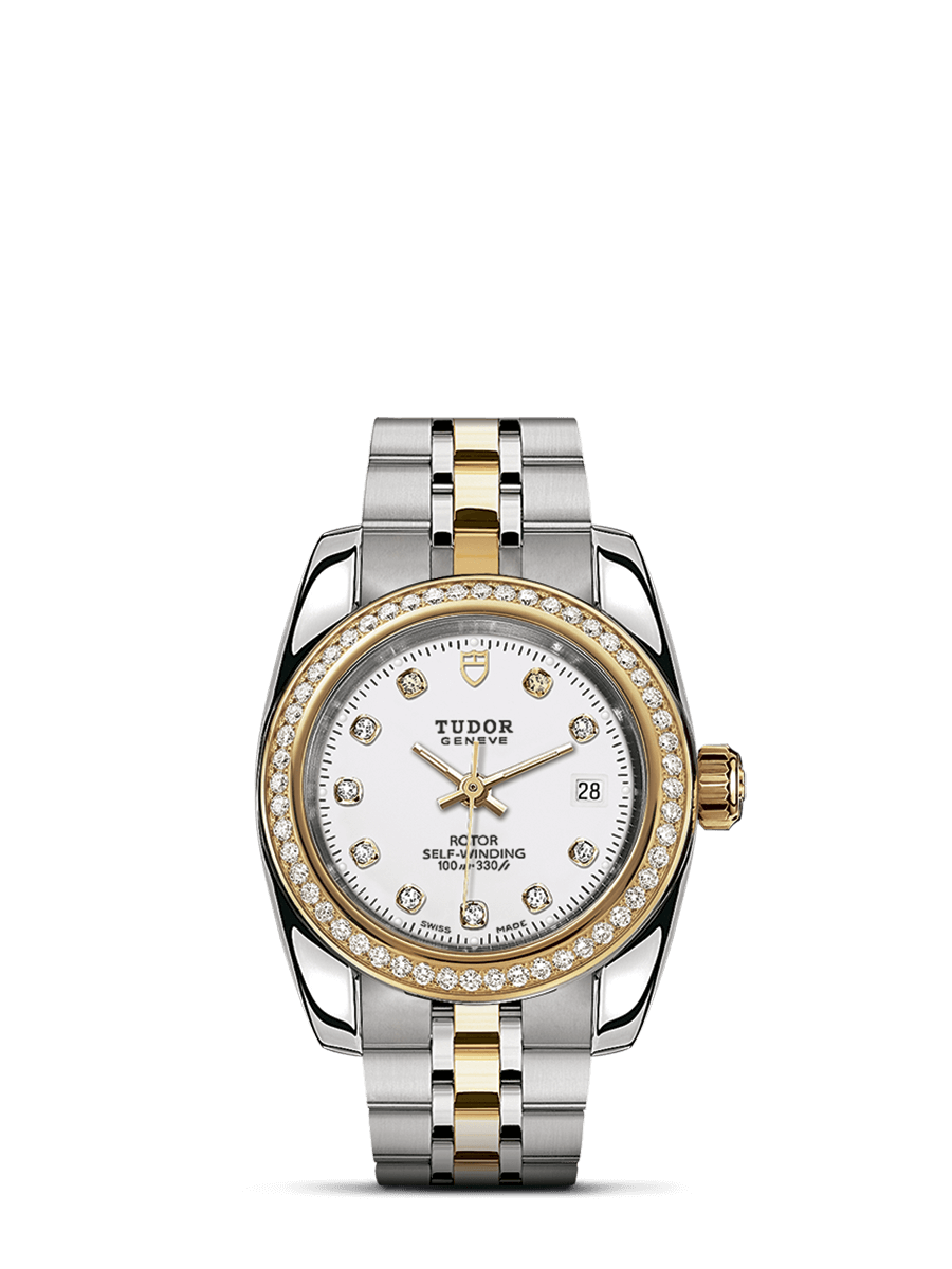 Tudor 22023-0002 : Classic 28 Stainless Steel / Yellow Gold / Diamond / White-Diamond / Bracelet