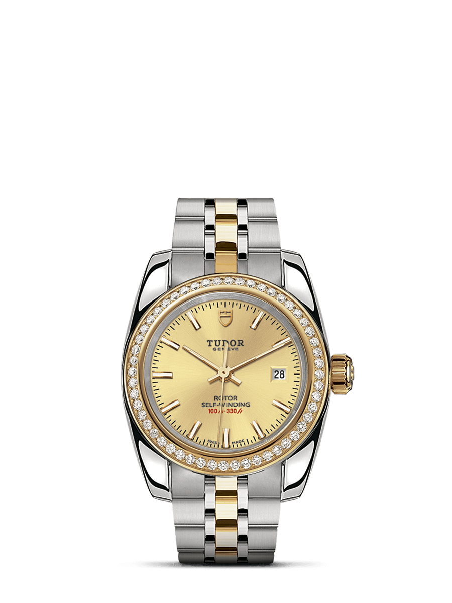Tudor 22023-0011 : Classic 28 Stainless Steel / Yellow Gold / Diamond / Champagne / Bracelet