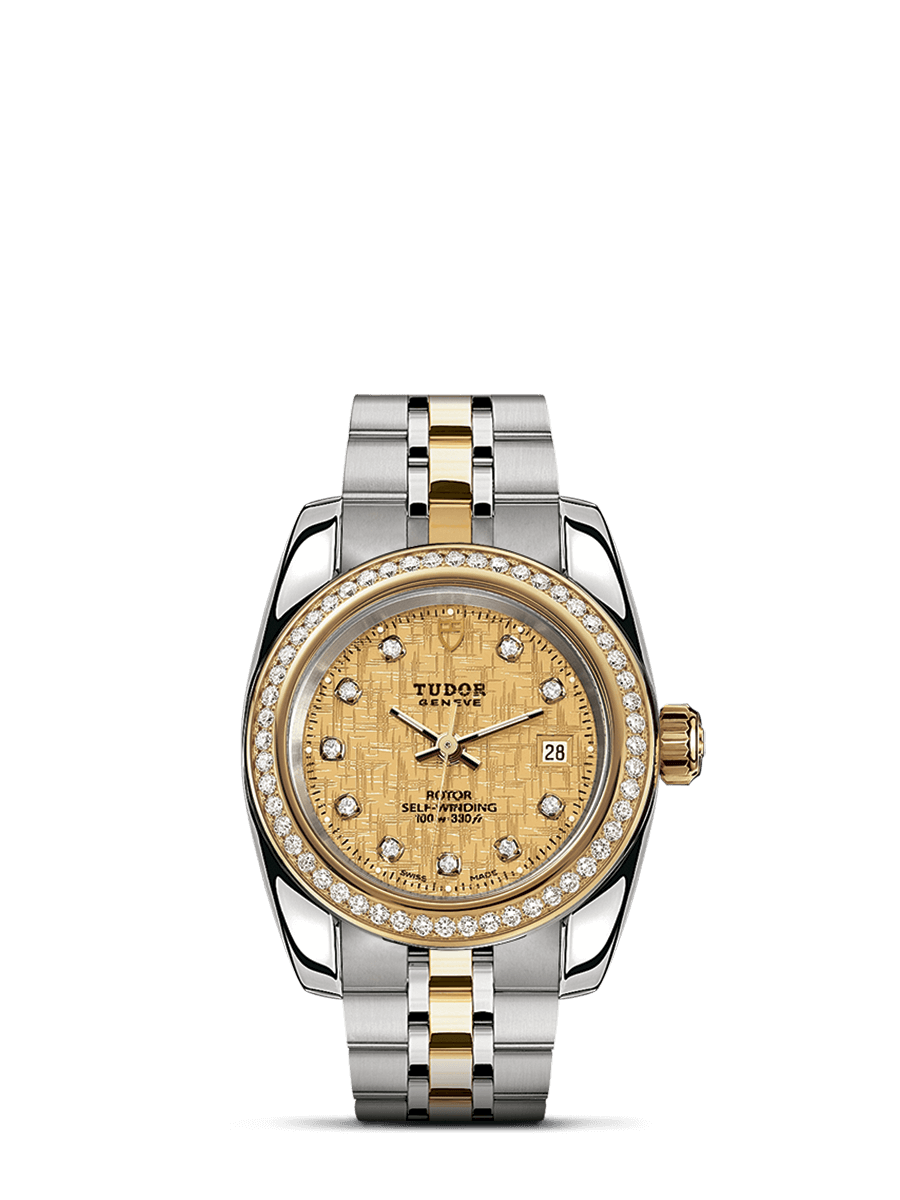 Tudor 22023-0012 : Classic 28 Stainless Steel / Yellow Gold / Diamond / Champagne-Diamond / Bracelet