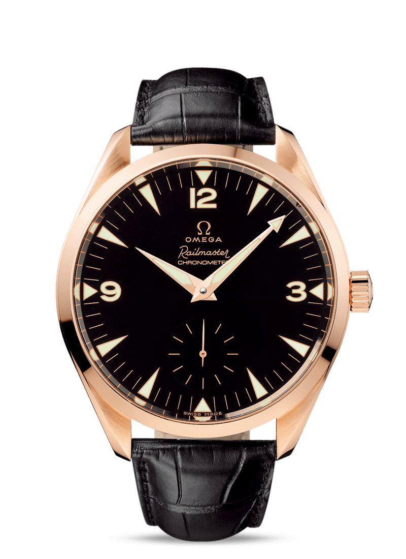 Omega 221.53.49.10.01.001 : Seamaster Aqua Terra 150M Hand Wound 49.2 Railmaster Red Gold / Brown Alligator