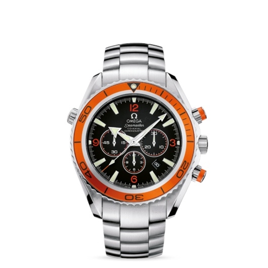 Omega 2218.50.00 : Seamaster Planet Ocean 600M Co-Axial 45.5 Chronograph Stainless Steel / Orange / Bracelet