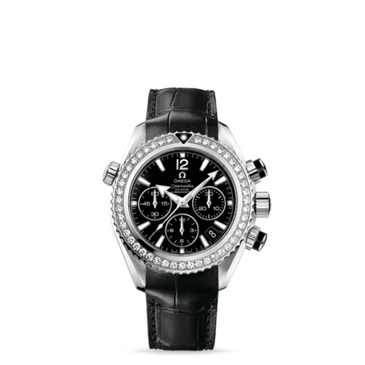 Omega 222.18.38.50.01.001 : Seamaster Planet Ocean 600M Co-Axial 37.5 Chronograph Stainless Steel / Diamond / Black / Alligator