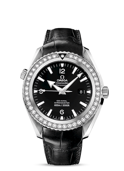 Omega 222.18.46.20.01.001 : Seamaster Planet Ocean 600M Co-Axial 45.5 Stainless Steel / Diamond / Black / Alligator