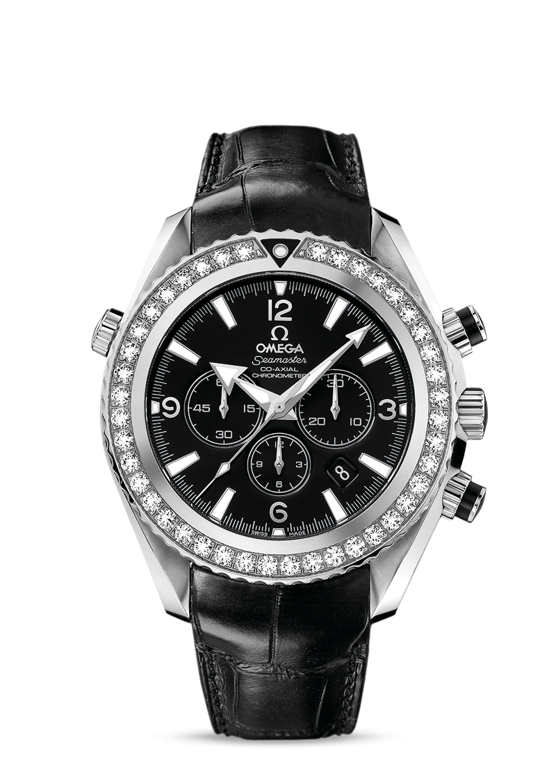 Omega 222.18.46.50.01.001 : Seamaster Planet Ocean 600M Co-Axial 45.5 Chronograph Stainless Steel / Diamond / Black / Alligator