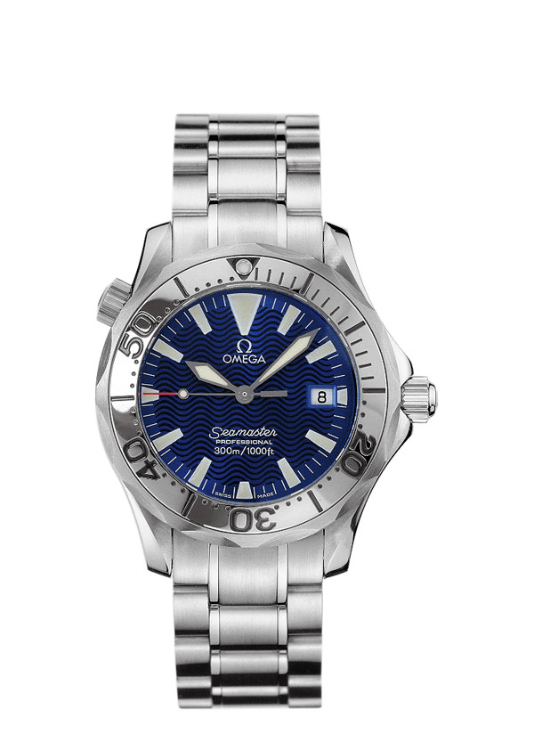 Omega 2263.80.00 : Seamaster Diver 300M Quartz 36.25 Stainless Steel / Electric Blue / Bracelet