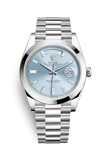 Rolex 228206-0002 : Day-Date 40 Platinum / Ice Blue Diagonal Diamond