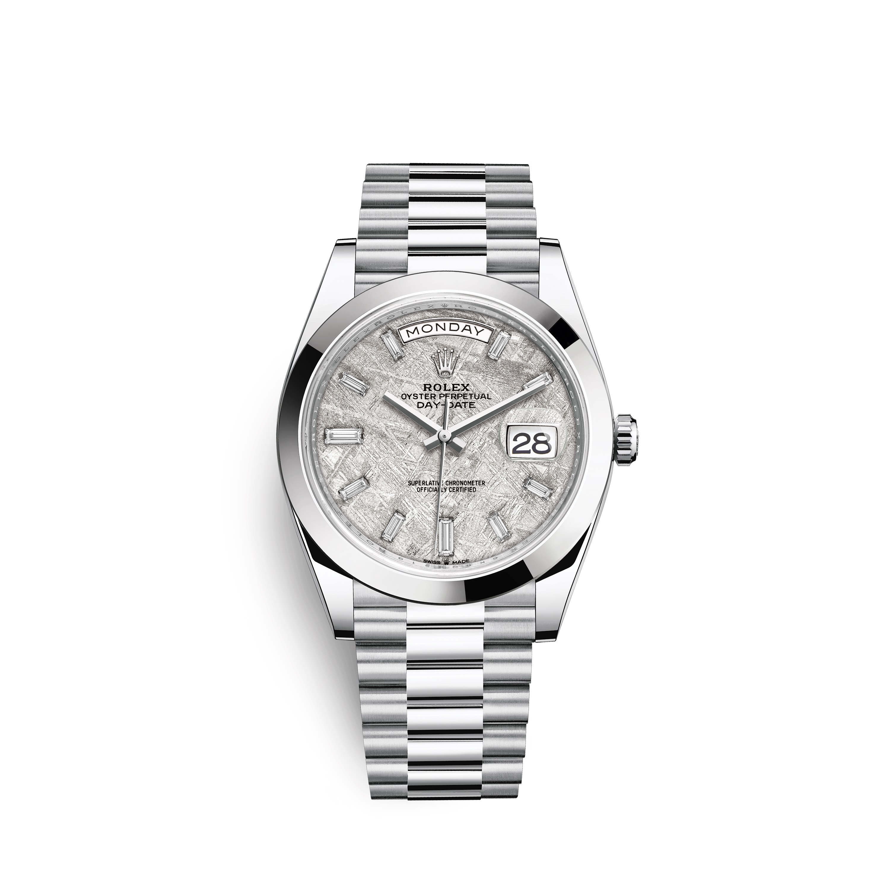 Rolex 228206-0036 : Day-Date 40 Platinum / Meteorite Baguette
