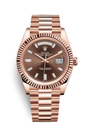 Rolex 228235-0003 : Day-Date 40 Everose / Chocolate - Baguette