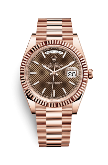 Rolex 228235-0006 : Day-Date 40 Everose / Chocolate Diagonal Motif