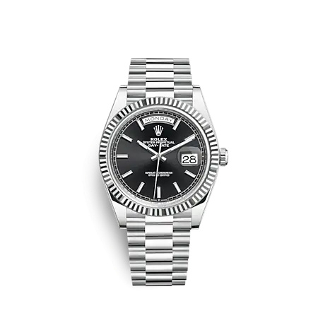 Rolex 228236-0003 : Day-Date 40 Platinum - Fluted / Black